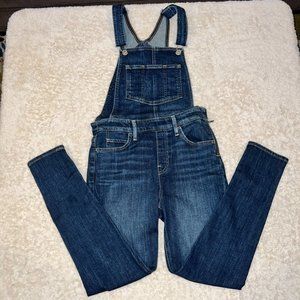 Anthropologie LEVI’S Skinny Denim Overalls Side Zipper Stretch Pockets ~ Size 28